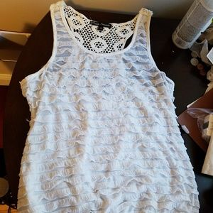 Ruffled white tank top